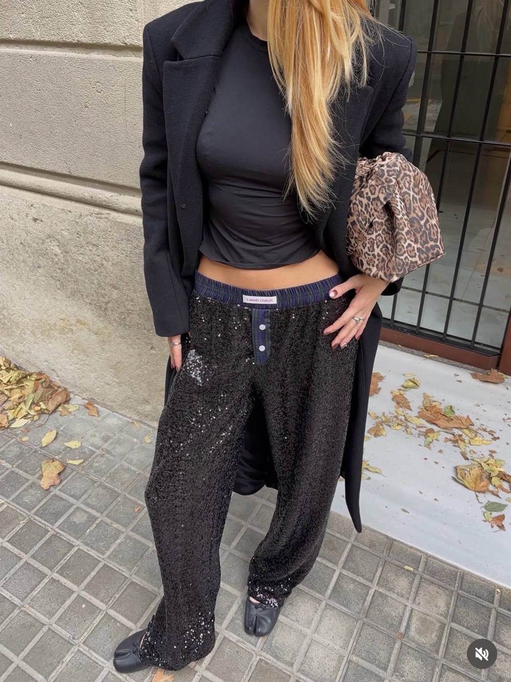 Hand Over Ex-Boyfriend Cesar Black Sequin Pants XL NWT